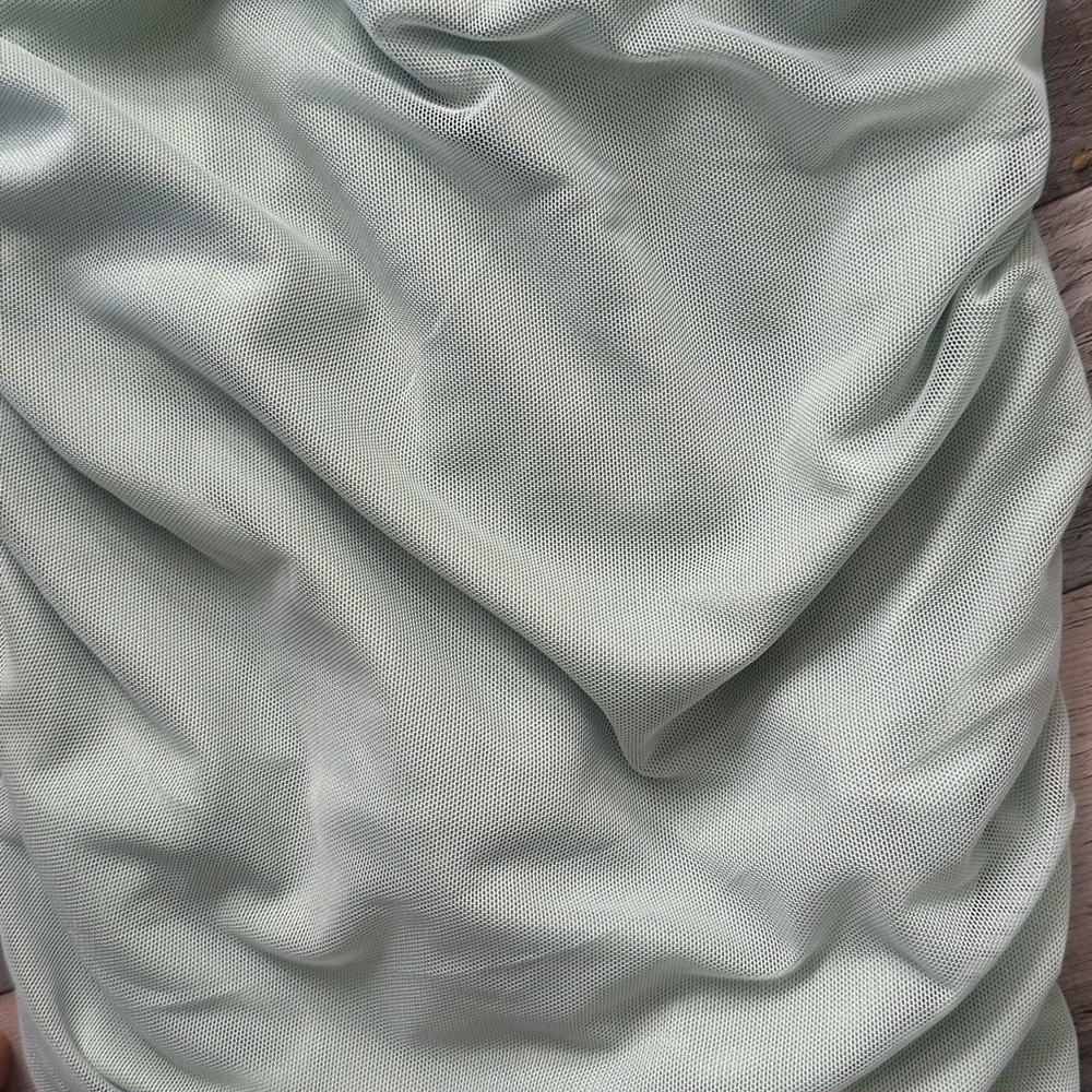 Vintage Mint Green One Shoulder Ruched Bodycon Midi-Dress Size S - Picture 5 of 6